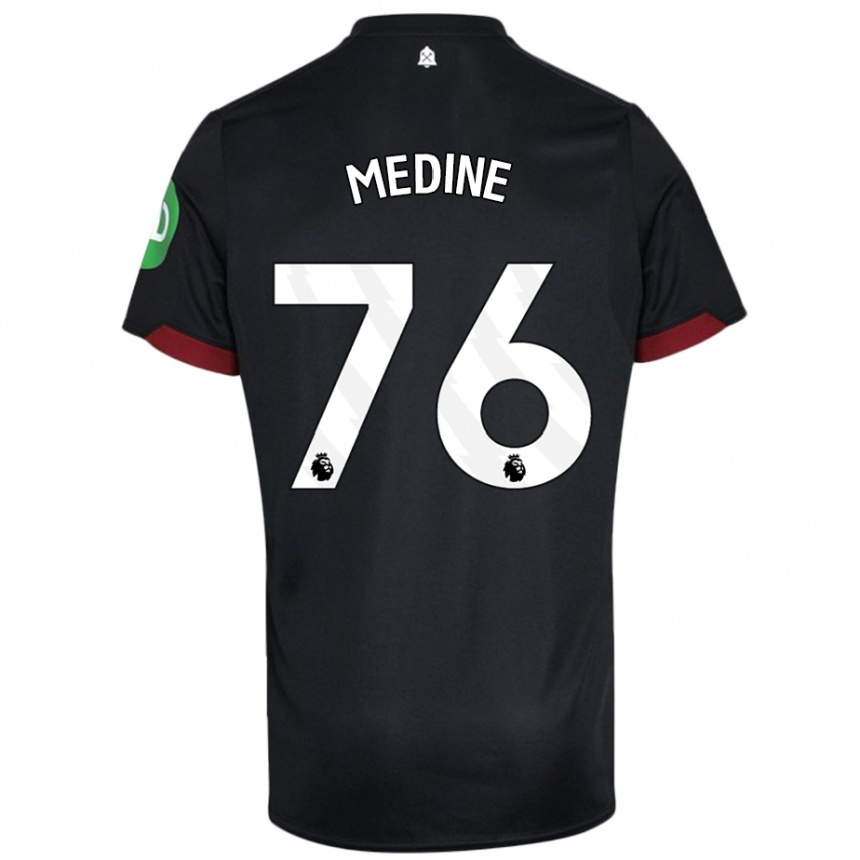 Hombre Fútbol Camiseta Jethro Medine #76 Negro Blanco 2ª Equipación 2024/25 Argentina