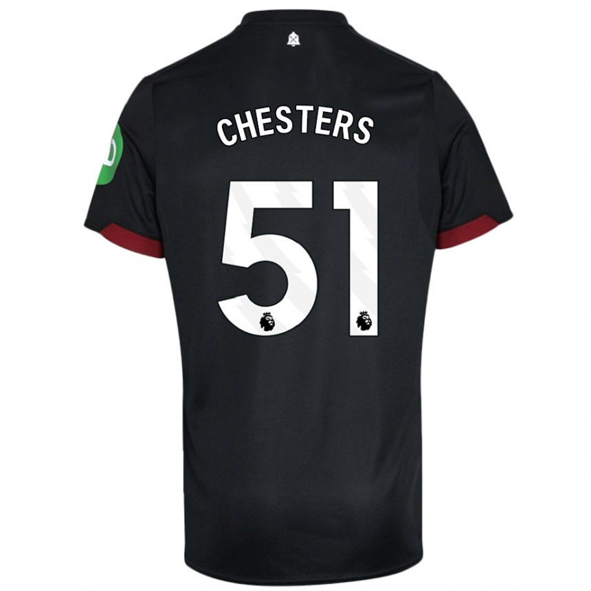 Hombre Fútbol Camiseta Dan Chesters #51 Negro Blanco 2ª Equipación 2024/25 Argentina