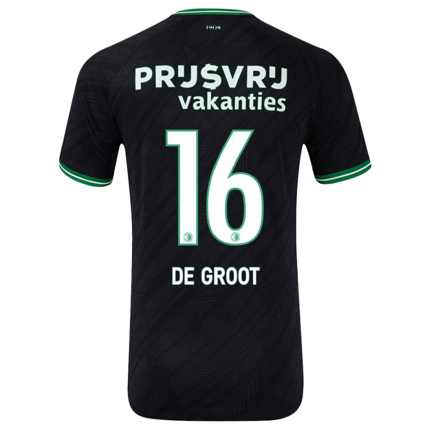 Hombre Fútbol Camiseta Jasmijn De Groot #16 Negro Verde 2ª Equipación 2024/25 Argentina