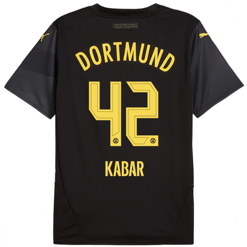 Hombre Fútbol Camiseta Almugera Kabar #42 Negro Amarillo 2ª Equipación 2024/25 Argentina