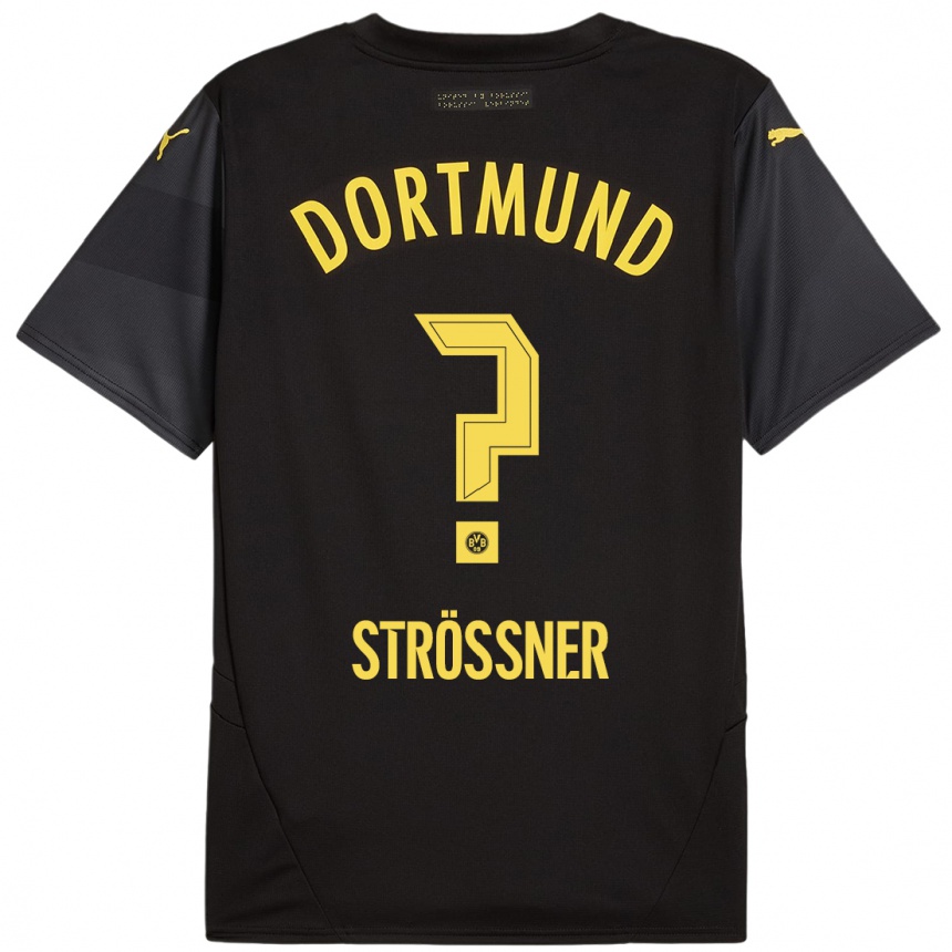 Hombre Fútbol Camiseta Lenni Strößner #0 Negro Amarillo 2ª Equipación 2024/25 Argentina