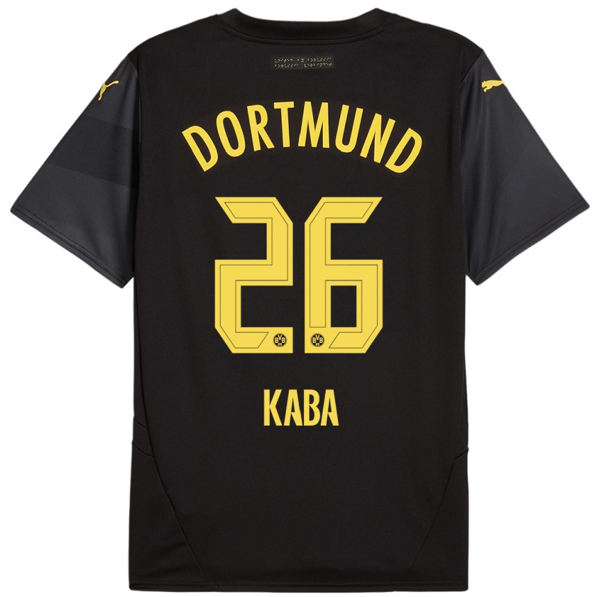 Hombre Fútbol Camiseta Mussa Kaba #26 Negro Amarillo 2ª Equipación 2024/25 Argentina