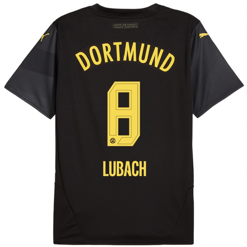 Hombre Fútbol Camiseta Rafael Lubach #8 Negro Amarillo 2ª Equipación 2024/25 Argentina