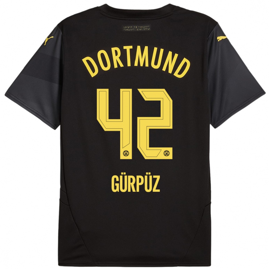 Hombre Fútbol Camiseta Goktan Gurpuz #42 Negro Amarillo 2ª Equipación 2024/25 Argentina