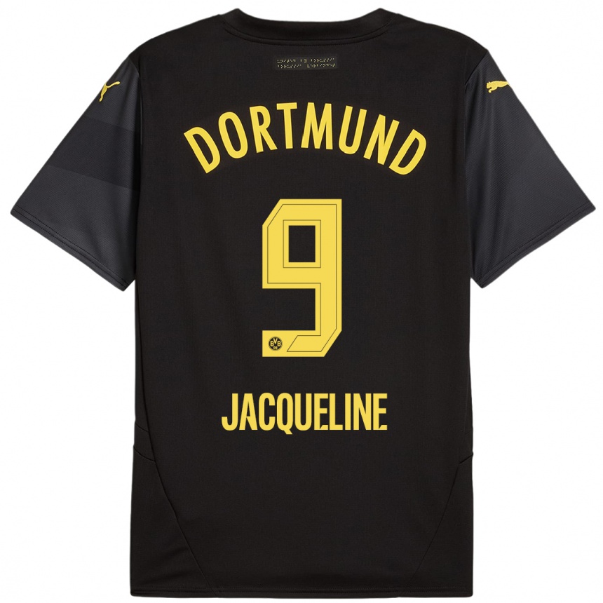 Hombre Fútbol Camiseta Moreno Jacqueline #9 Negro Amarillo 2ª Equipación 2024/25 Argentina