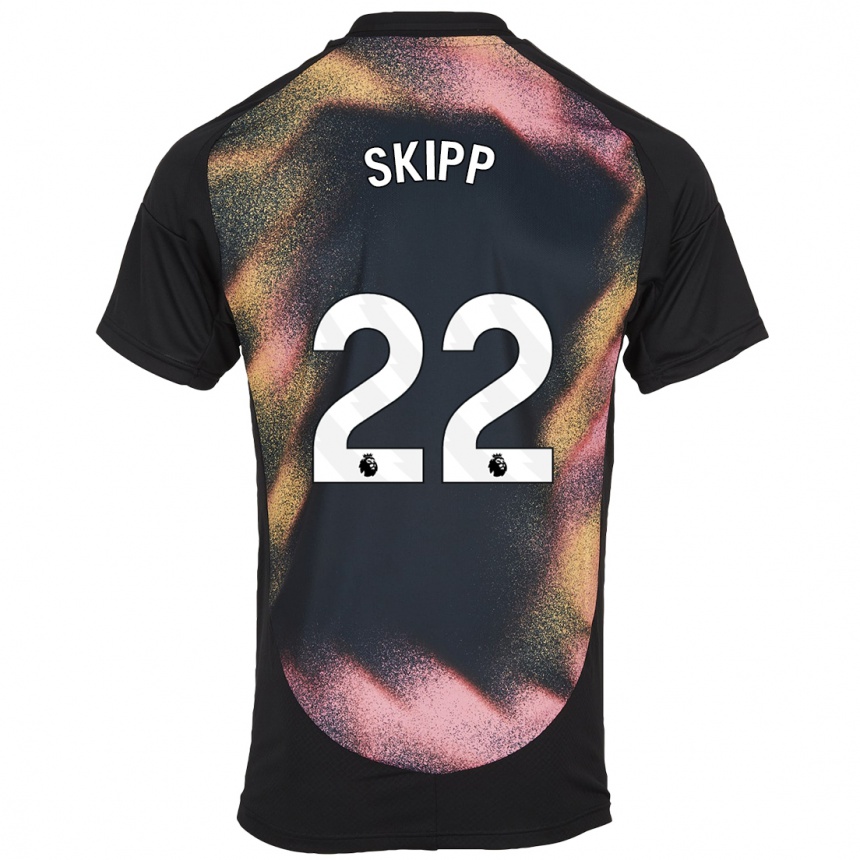 Hombre Fútbol Camiseta Oliver Skipp #22 Negro Blanco 2ª Equipación 2024/25 Argentina