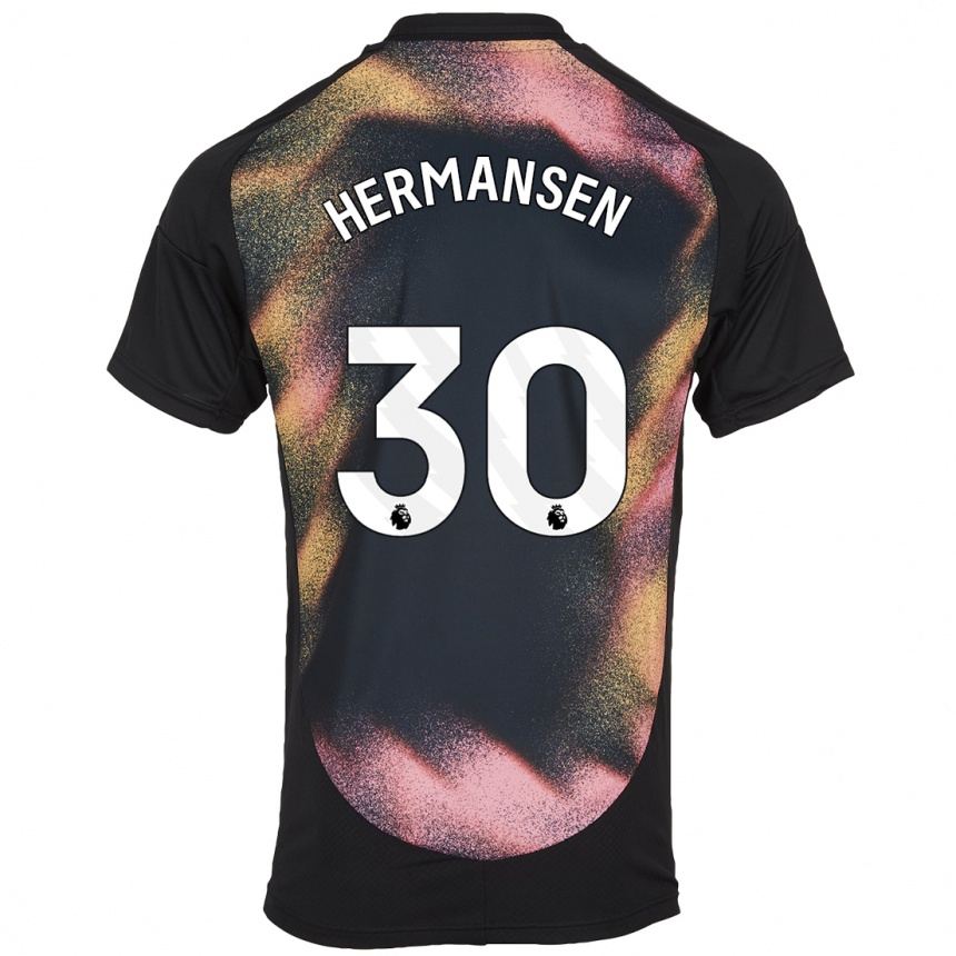 Hombre Fútbol Camiseta Mads Hermansen #30 Negro Blanco 2ª Equipación 2024/25 Argentina