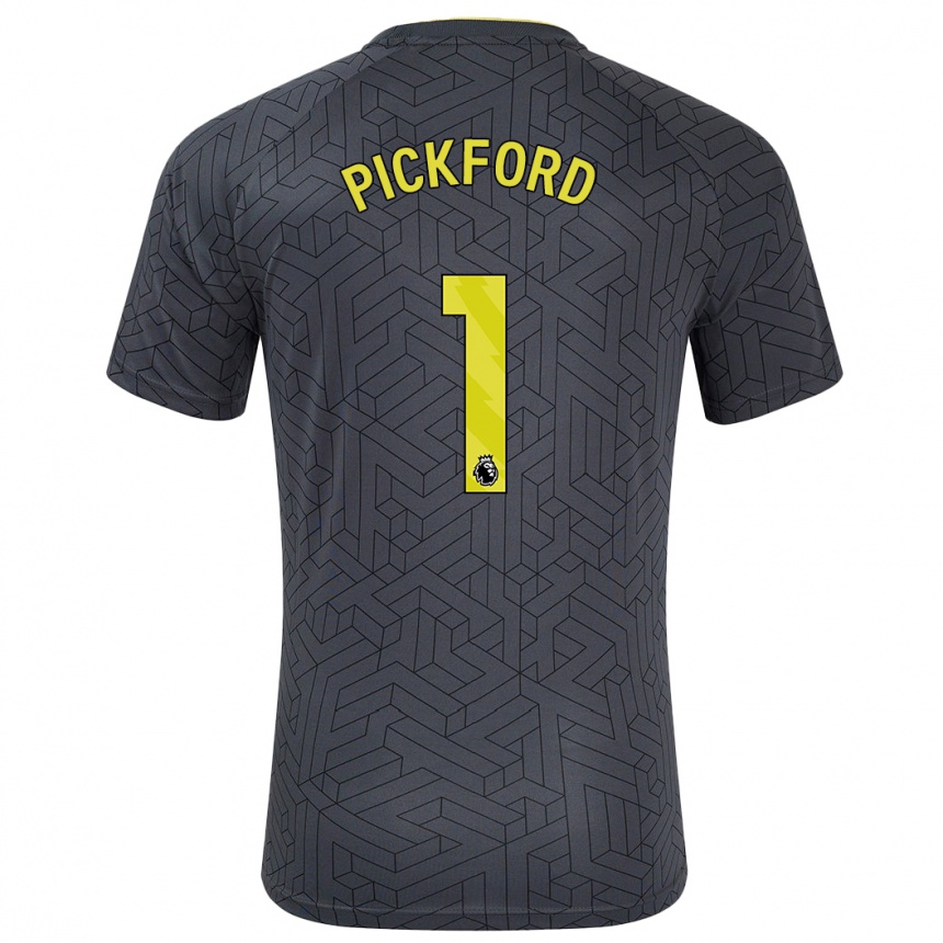 Hombre Fútbol Camiseta Pickford #1 Negro Amarillo 2ª Equipación 2024/25 Argentina