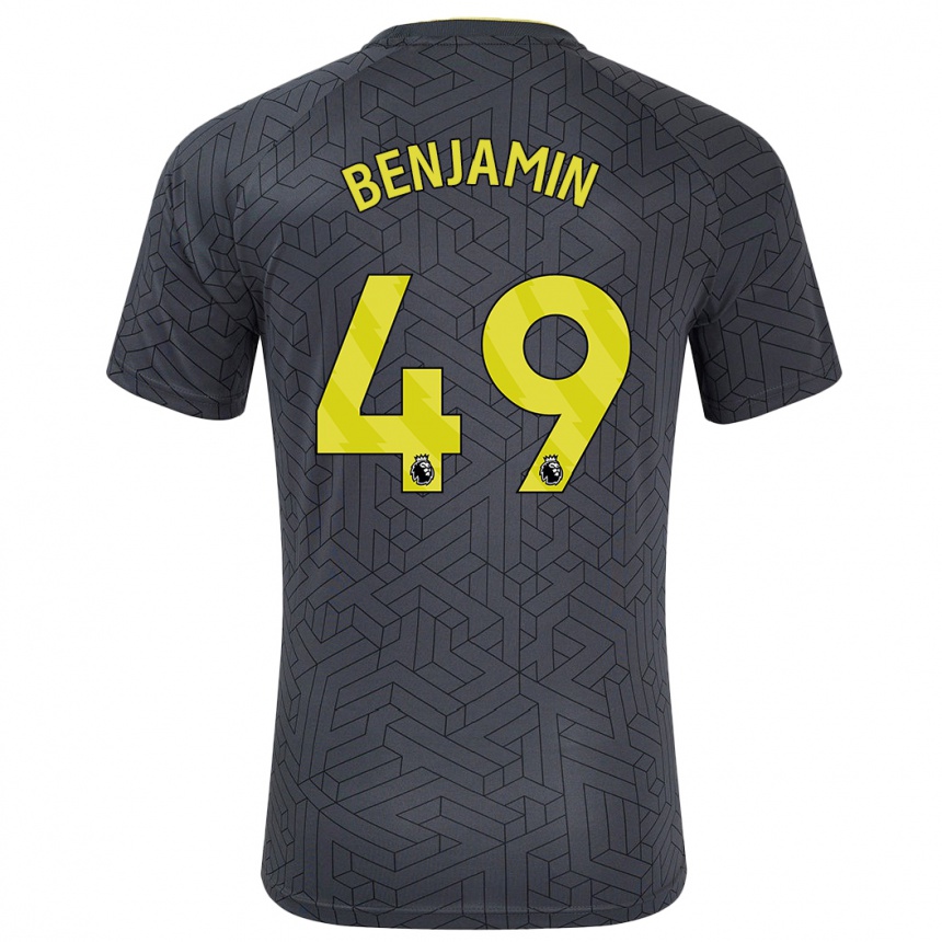 Hombre Fútbol Camiseta Omari Benjamin #49 Negro Amarillo 2ª Equipación 2024/25 Argentina