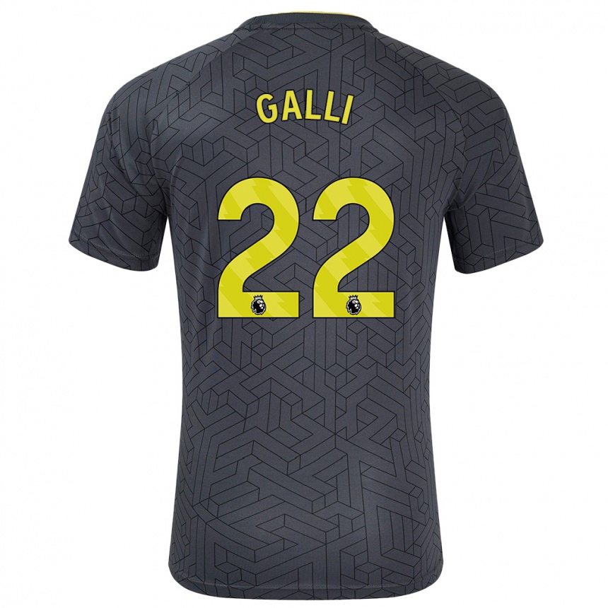 Hombre Fútbol Camiseta Aurora Galli #22 Negro Amarillo 2ª Equipación 2024/25 Argentina