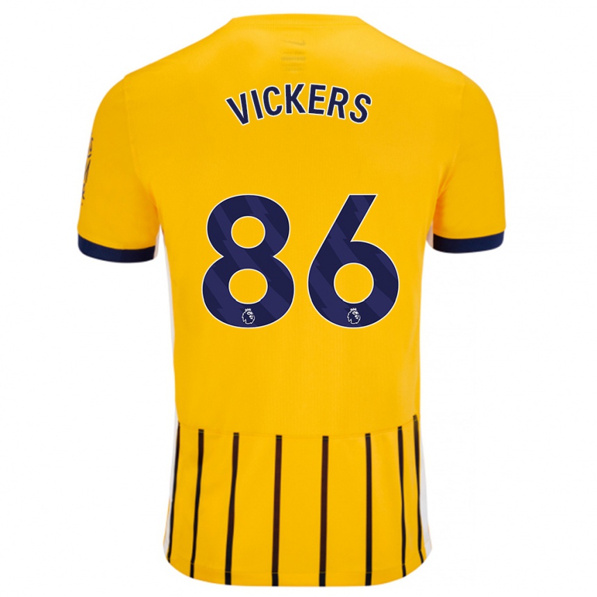 Hombre Fútbol Camiseta Jacob Vickers #86 Dorado Azul Rayas 2ª Equipación 2024/25 Argentina