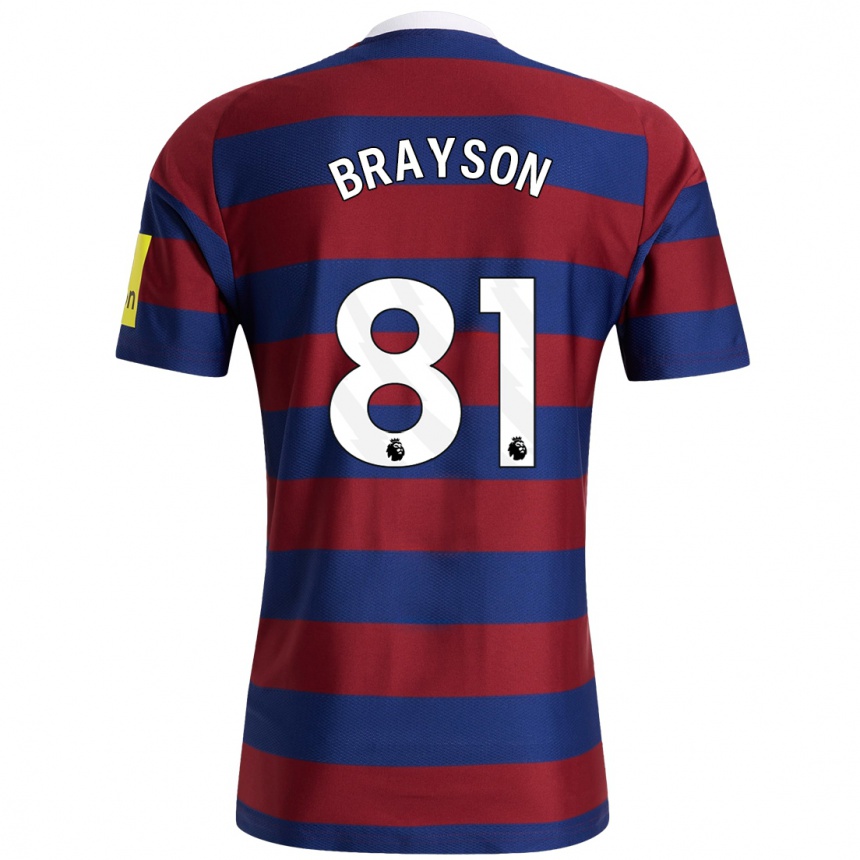 Hombre Fútbol Camiseta Joe Brayson #81 Burdeos Azul Marino 2ª Equipación 2024/25 Argentina