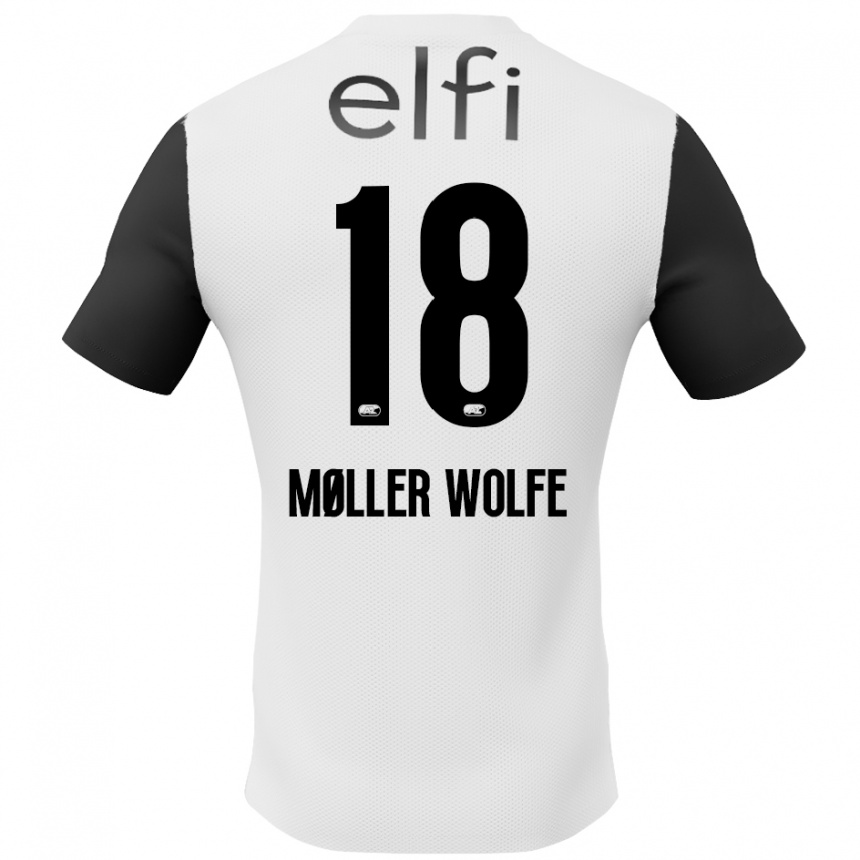 Hombre Fútbol Camiseta David Møller Wolfe #18 Blanco Negro 2ª Equipación 2024/25 Argentina