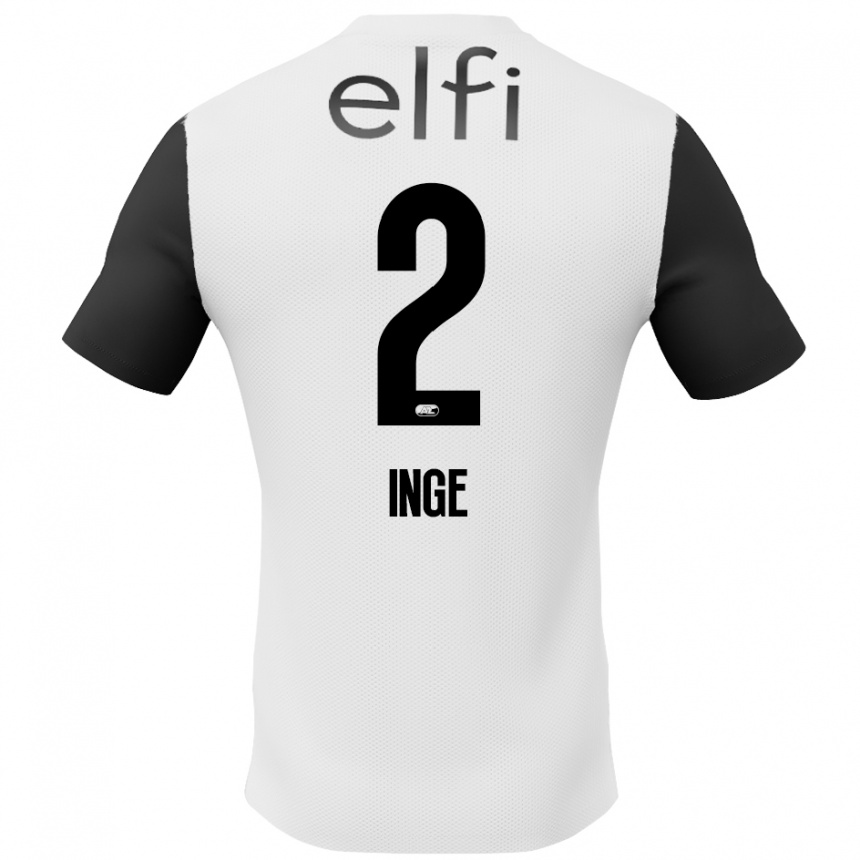 Hombre Fútbol Camiseta Kiani Inge #2 Blanco Negro 2ª Equipación 2024/25 Argentina