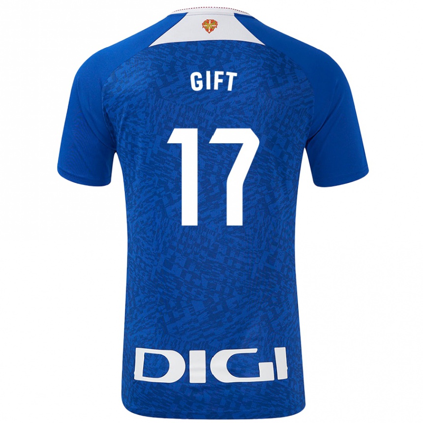 Hombre Fútbol Camiseta Elijah Gift #17 Azul Real 2ª Equipación 2024/25 Argentina