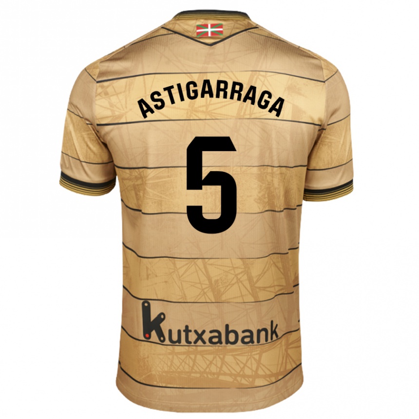 Hombre Fútbol Camiseta Eneko Astigarraga #5 Marrón 2ª Equipación 2024/25 Argentina