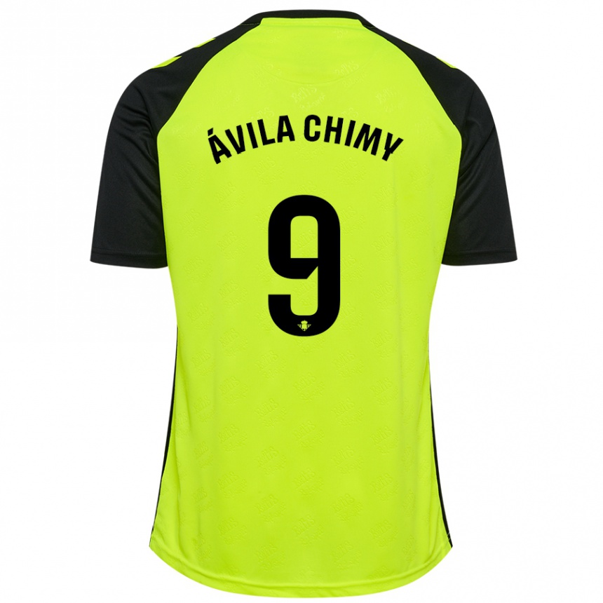 Hombre Fútbol Camiseta Chimy Ávila #9 Amarillo Fluorescente Negro 2ª Equipación 2024/25 Argentina