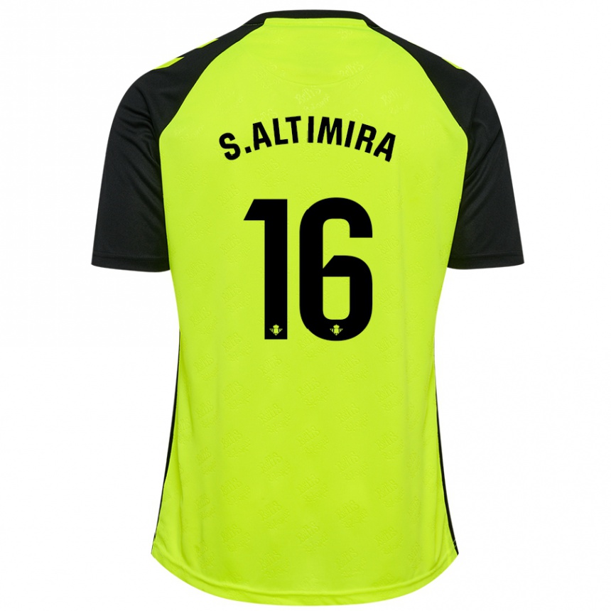 Hombre Fútbol Camiseta Sergi Altimira #16 Amarillo Fluorescente Negro 2ª Equipación 2024/25 Argentina