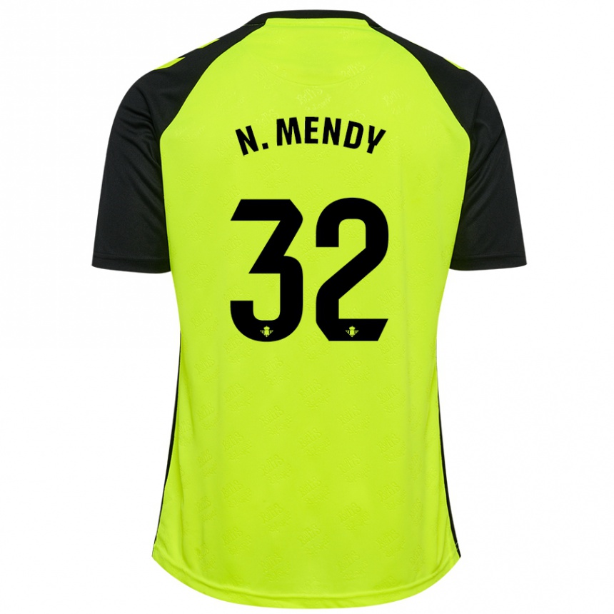 Hombre Fútbol Camiseta Nobel Mendy #32 Amarillo Fluorescente Negro 2ª Equipación 2024/25 Argentina