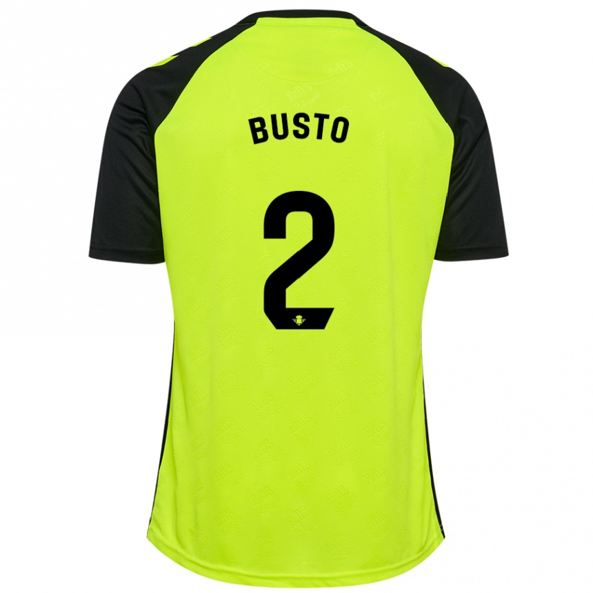 Hombre Fútbol Camiseta Pablo Busto #2 Amarillo Fluorescente Negro 2ª Equipación 2024/25 Argentina