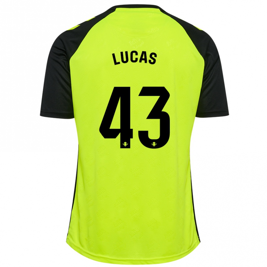 Hombre Fútbol Camiseta Lucas Alcázar #43 Amarillo Fluorescente Negro 2ª Equipación 2024/25 Argentina