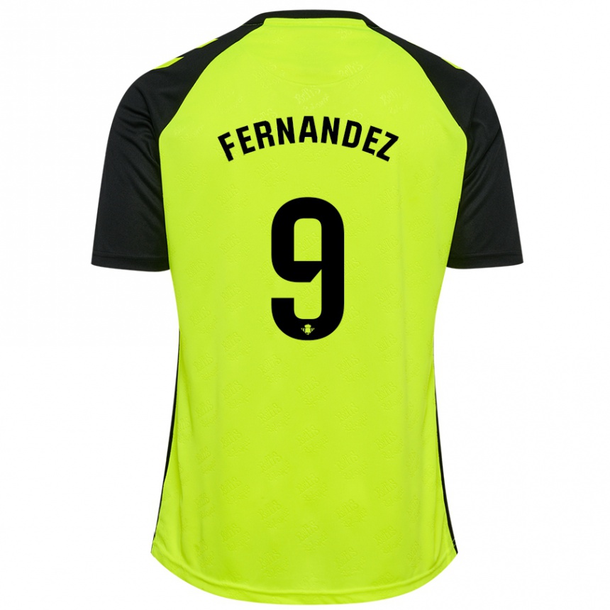 Hombre Fútbol Camiseta Marcos Fernández #9 Amarillo Fluorescente Negro 2ª Equipación 2024/25 Argentina