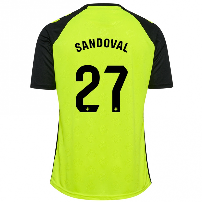 Hombre Fútbol Camiseta Keimer Sandoval #27 Amarillo Fluorescente Negro 2ª Equipación 2024/25 Argentina