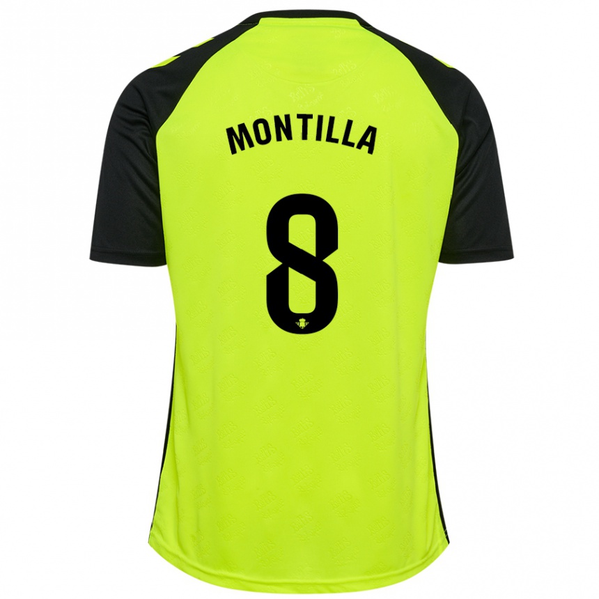 Hombre Fútbol Camiseta Natalia Montilla #8 Amarillo Fluorescente Negro 2ª Equipación 2024/25 Argentina