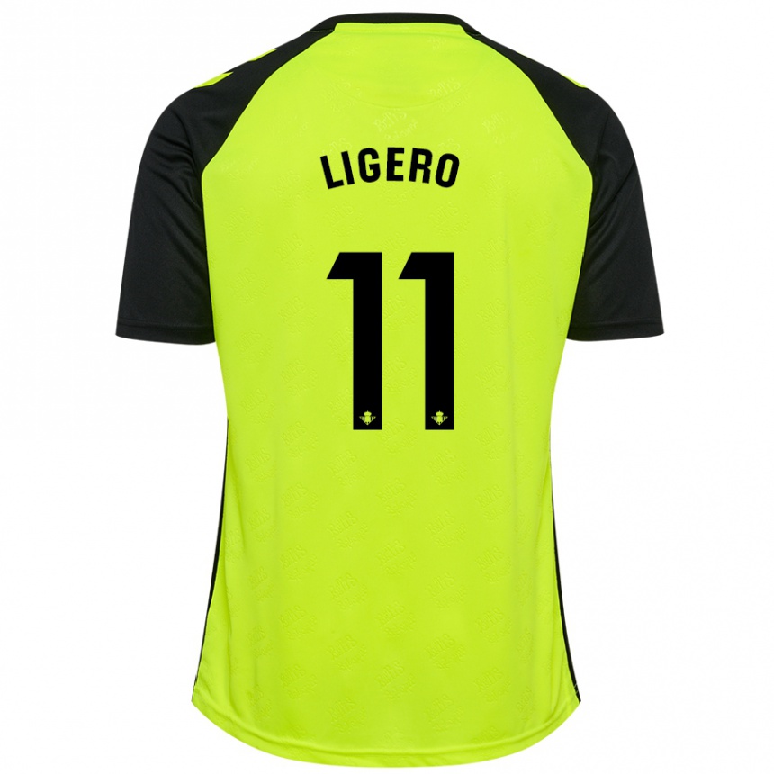 Hombre Fútbol Camiseta Nuria Ligero #11 Amarillo Fluorescente Negro 2ª Equipación 2024/25 Argentina