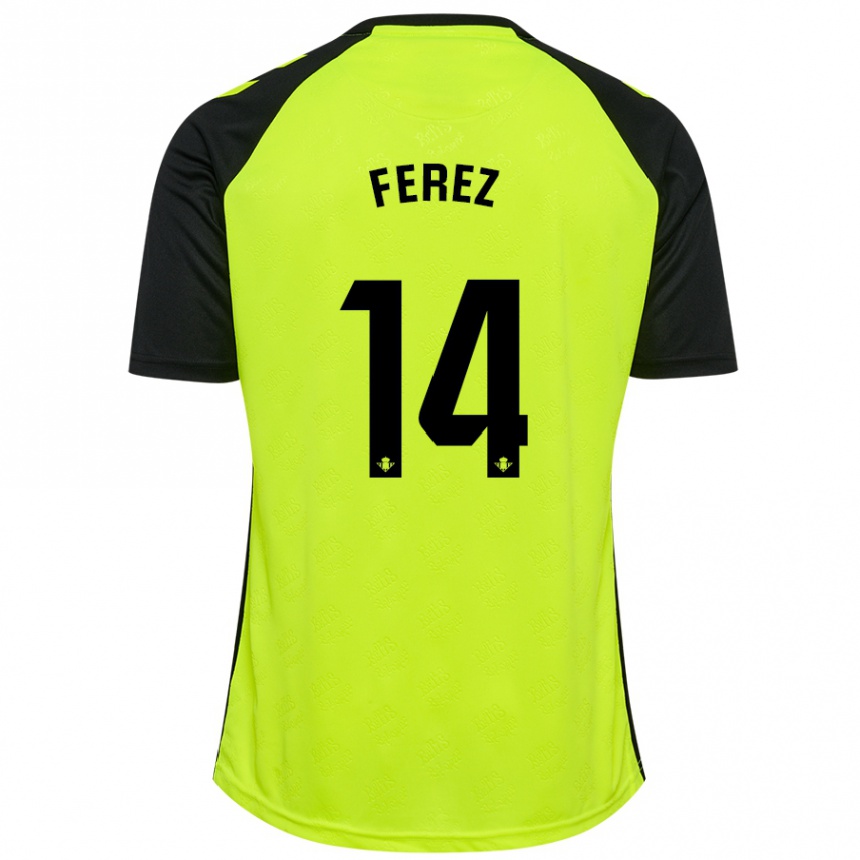 Hombre Fútbol Camiseta Carolina Férez #14 Amarillo Fluorescente Negro 2ª Equipación 2024/25 Argentina