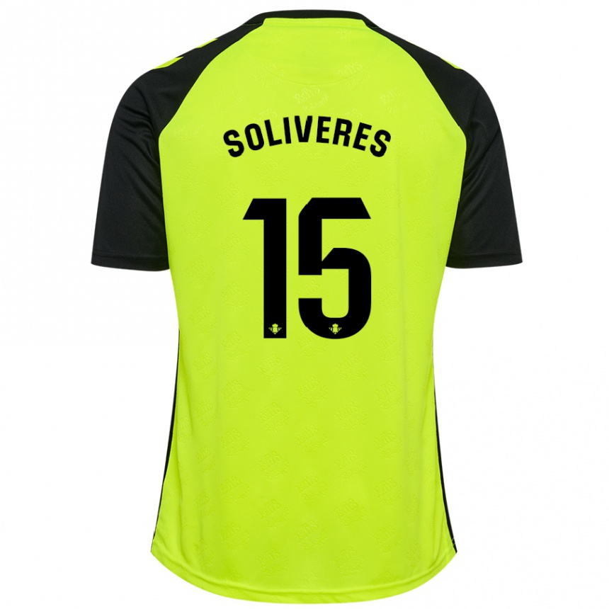 Hombre Fútbol Camiseta Gema Soliveres #15 Amarillo Fluorescente Negro 2ª Equipación 2024/25 Argentina