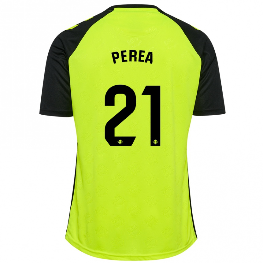 Hombre Fútbol Camiseta Paula Perea #21 Amarillo Fluorescente Negro 2ª Equipación 2024/25 Argentina