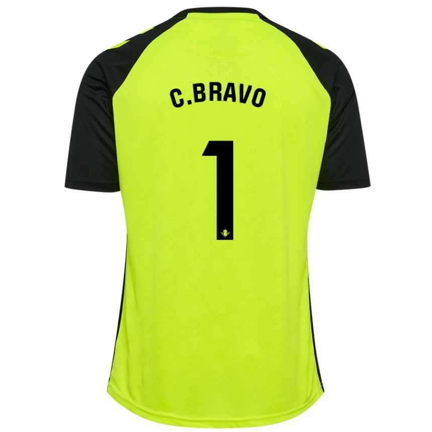 Hombre Fútbol Camiseta Claudio Bravo #1 Amarillo Fluorescente Negro 2ª Equipación 2024/25 Argentina