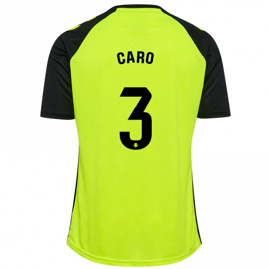 Hombre Fútbol Camiseta Andrés Caro #3 Amarillo Fluorescente Negro 2ª Equipación 2024/25 Argentina