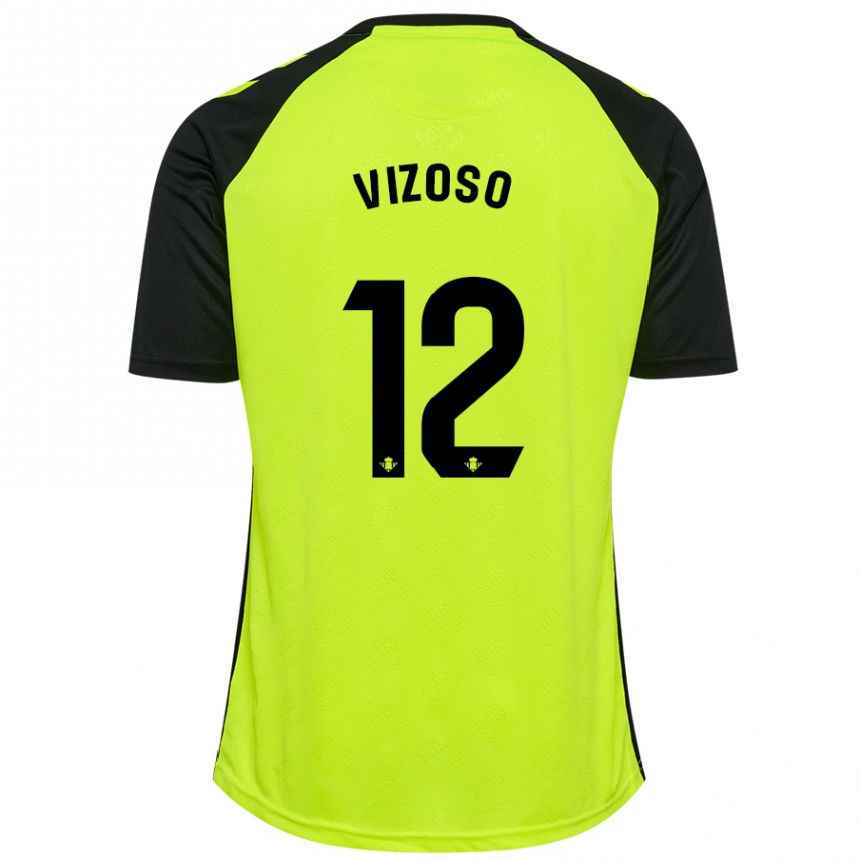 Hombre Fútbol Camiseta Paula Vizoso Prieto #12 Amarillo Fluorescente Negro 2ª Equipación 2024/25 Argentina