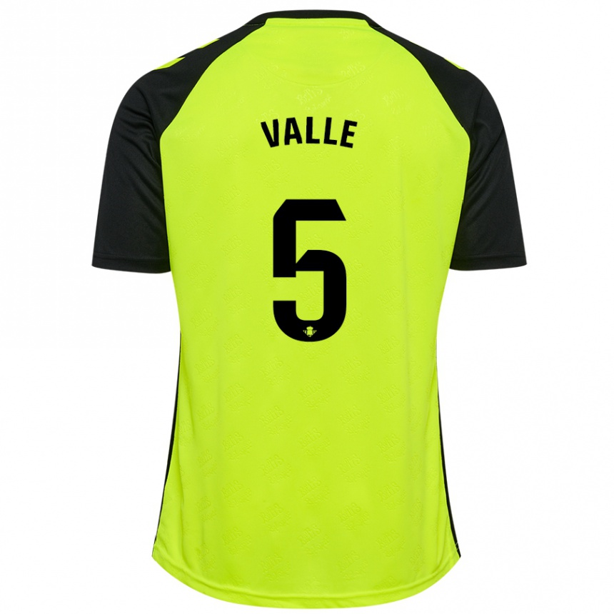 Hombre Fútbol Camiseta María Valle López #5 Amarillo Fluorescente Negro 2ª Equipación 2024/25 Argentina