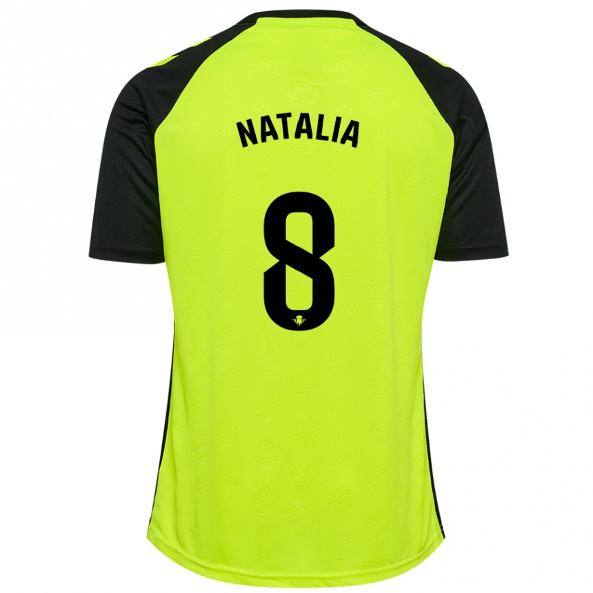 Hombre Fútbol Camiseta Natalia Montilla Martinez #8 Amarillo Fluorescente Negro 2ª Equipación 2024/25 Argentina