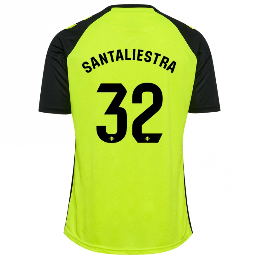 Hombre Fútbol Camiseta Carla Santaliestra #32 Amarillo Fluorescente Negro 2ª Equipación 2024/25 Argentina