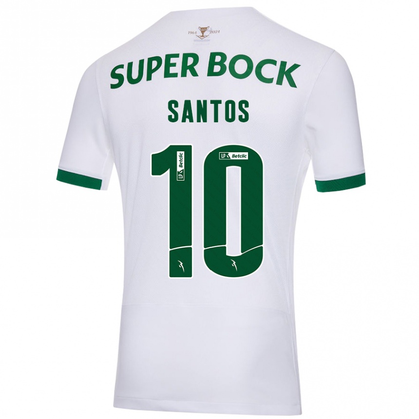 Hombre Fútbol Camiseta Guilherme Santos #10 Blanco Verde 2ª Equipación 2024/25 Argentina