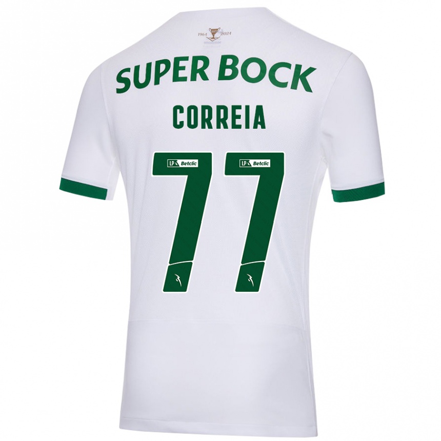 Hombre Fútbol Camiseta Alícia Correia #77 Blanco Verde 2ª Equipación 2024/25 Argentina