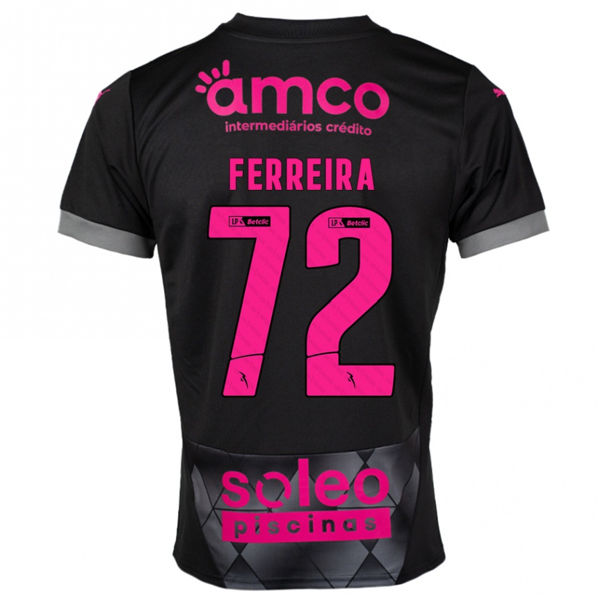 Hombre Fútbol Camiseta André Ferreira #72 Negro Rosa 2ª Equipación 2024/25 Argentina