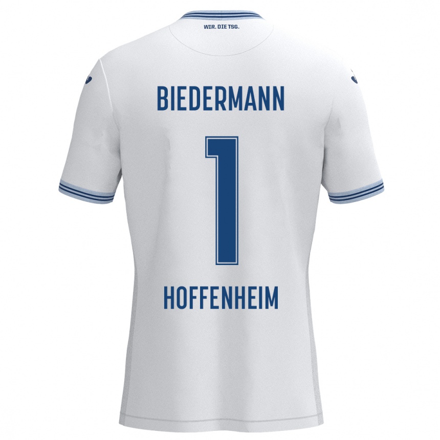 Hombre Fútbol Camiseta Nico Biedermann #1 Blanco Azul 2ª Equipación 2024/25 Argentina