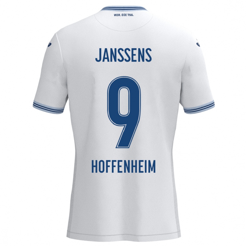 Hombre Fútbol Camiseta Jill Janssens #9 Blanco Azul 2ª Equipación 2024/25 Argentina