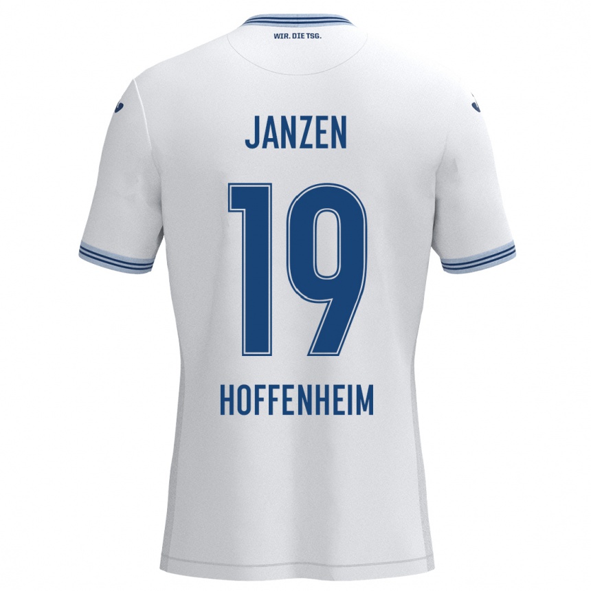 Hombre Fútbol Camiseta Mathilde Janzen #19 Blanco Azul 2ª Equipación 2024/25 Argentina