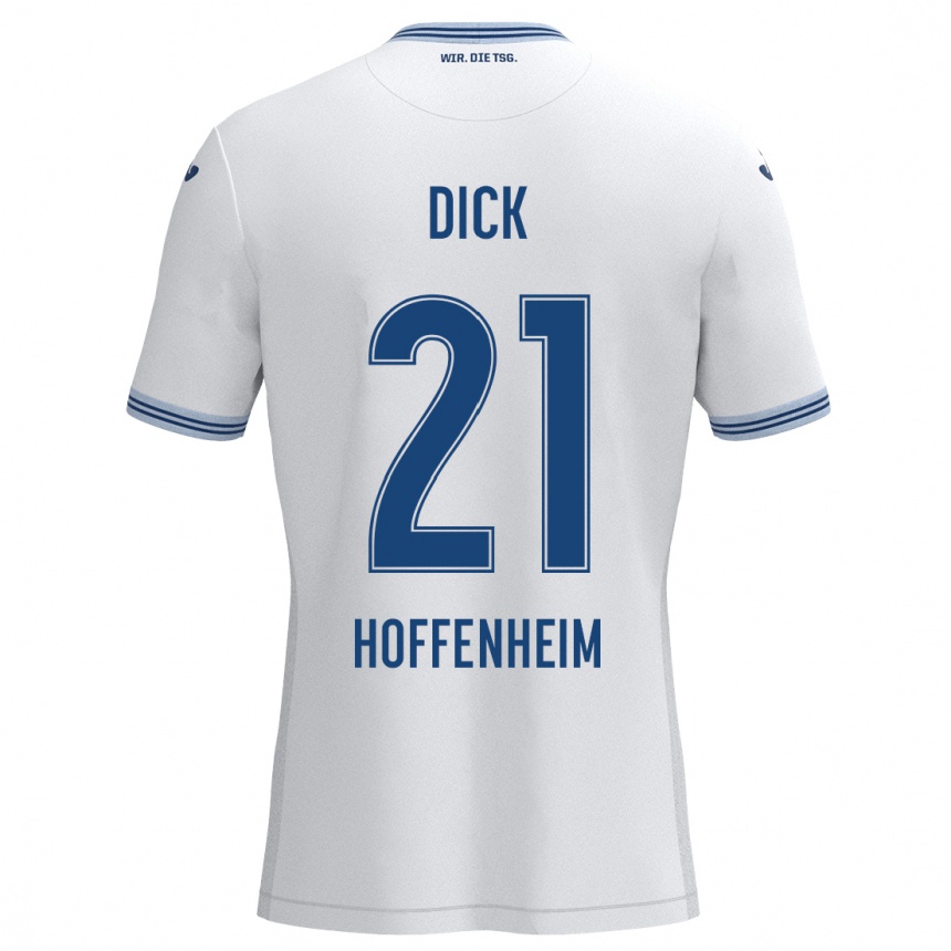 Hombre Fútbol Camiseta Laura Dick #21 Blanco Azul 2ª Equipación 2024/25 Argentina