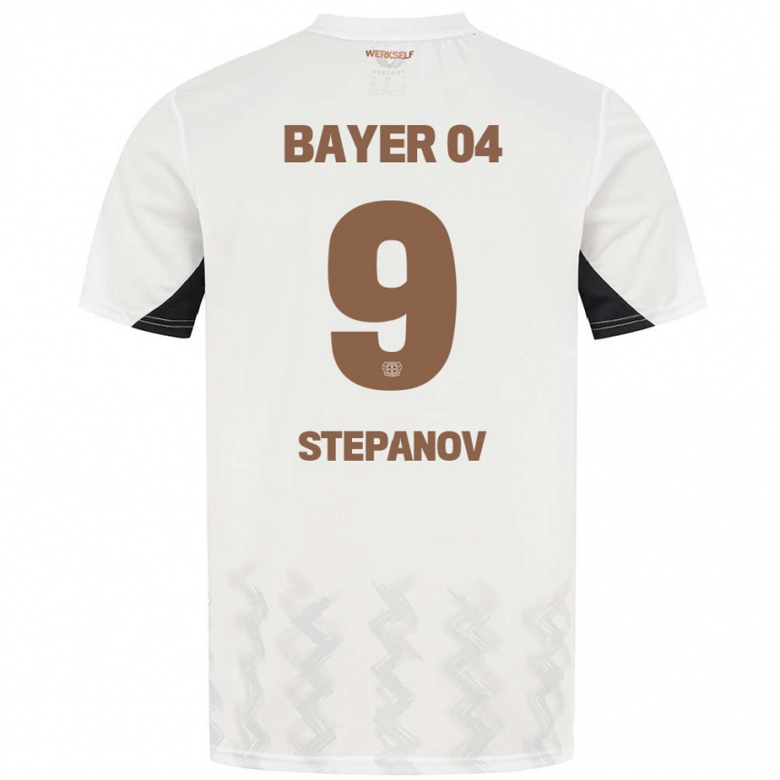 Hombre Fútbol Camiseta Artem Stepanov #9 Blanco Negro 2ª Equipación 2024/25 Argentina