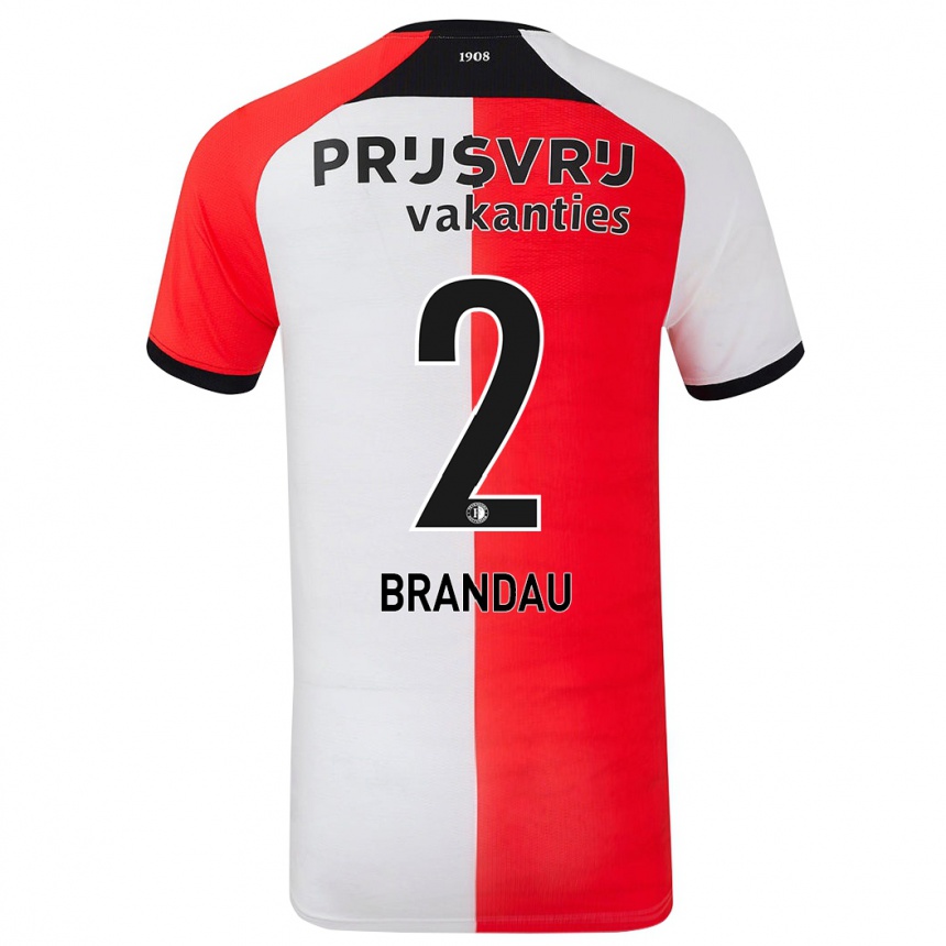 Mujer Fútbol Camiseta Justine Brandau #2 Rojo Blanco 1ª Equipación 2024/25 Argentina