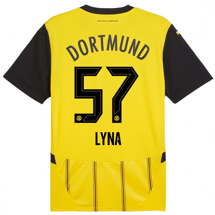 Mujer Fútbol Camiseta Schwarz Lyna #57 Amarillo Negro 1ª Equipación 2024/25 Argentina