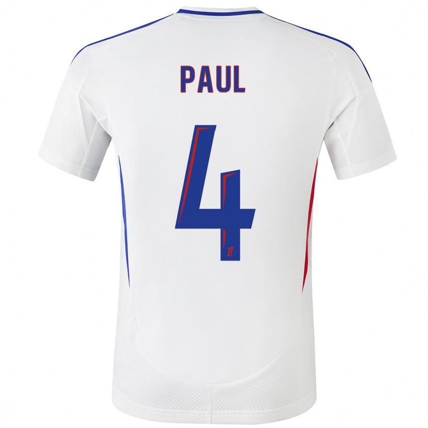 Mujer Fútbol Camiseta Paul Akouokou #4 Blanco Azul 1ª Equipación 2024/25 Argentina