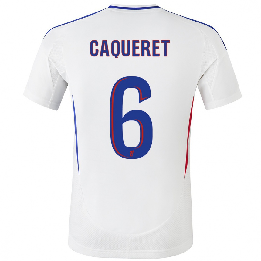 Mujer Fútbol Camiseta Maxence Caqueret #6 Blanco Azul 1ª Equipación 2024/25 Argentina